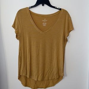 American Eagle Yellow & White Striped T-Shirt